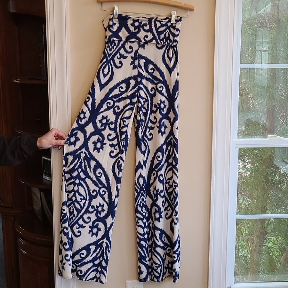 Surf Gypsy Royal Blue / White Swirl Wide Leg Pants